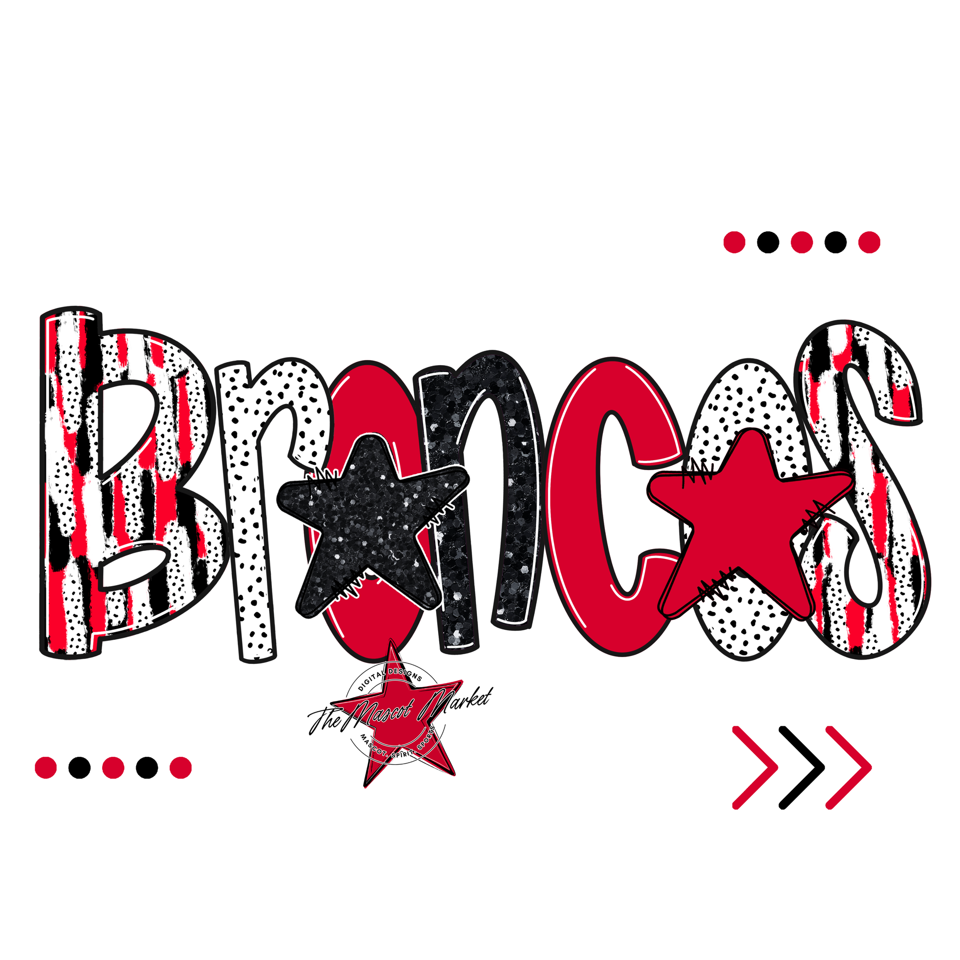 Broncos Brushstroke Alpha w Arrows-Red