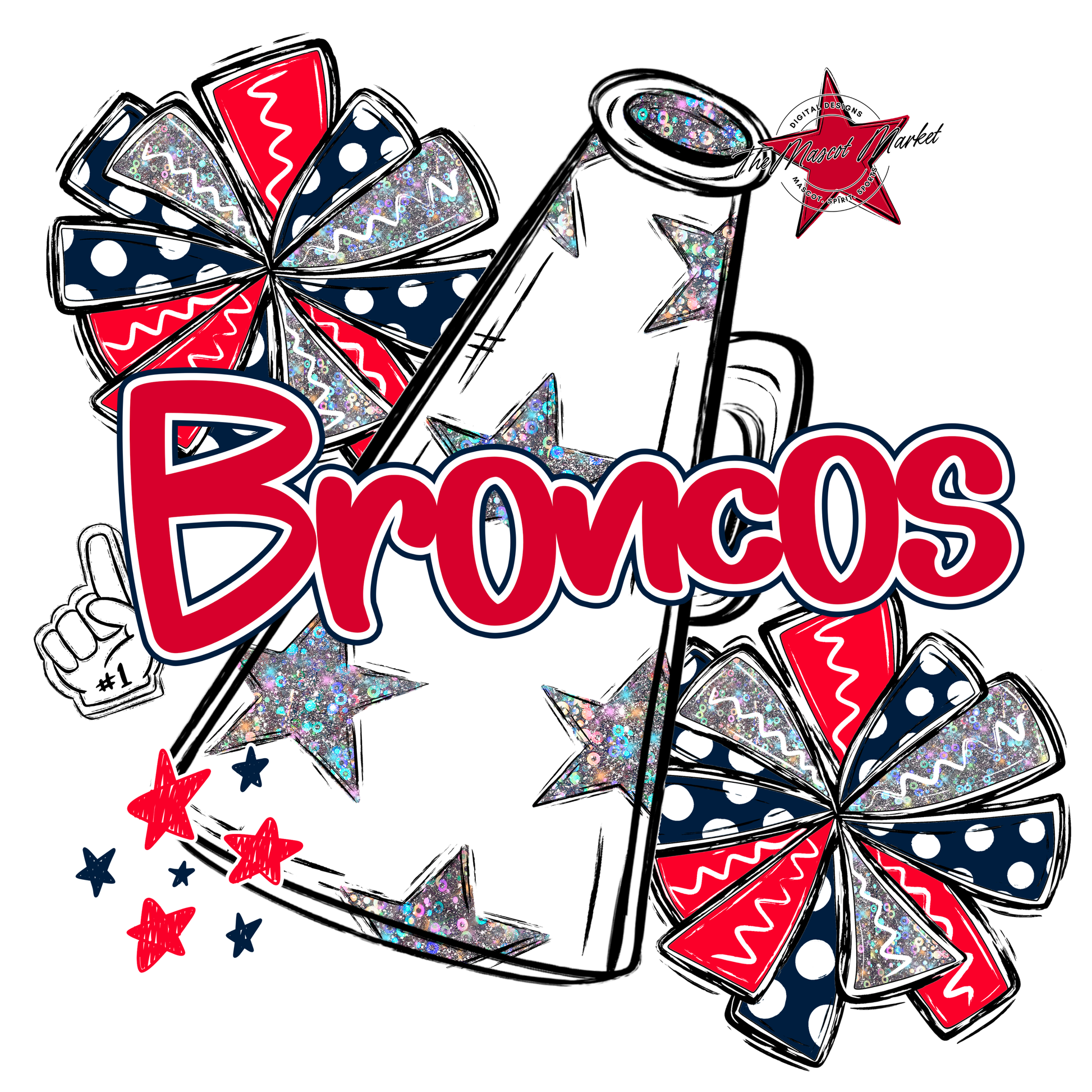 Broncos Cheer Megaphone Scrape-Navy-Red