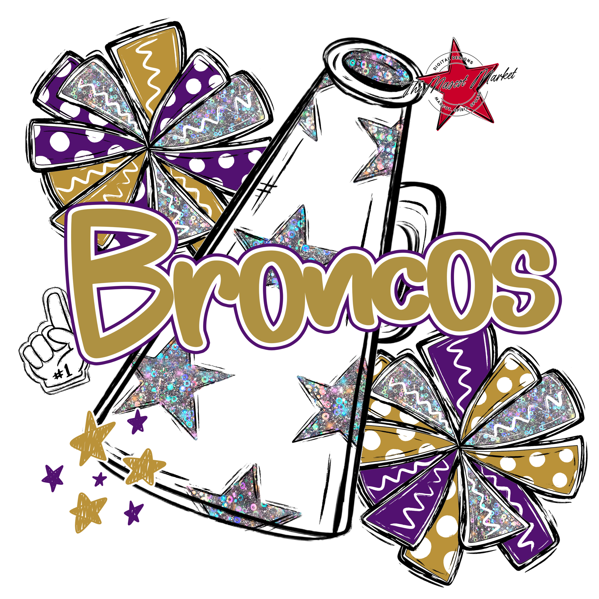 Broncos Cheer Megaphone Scrape-Purple-Gold
