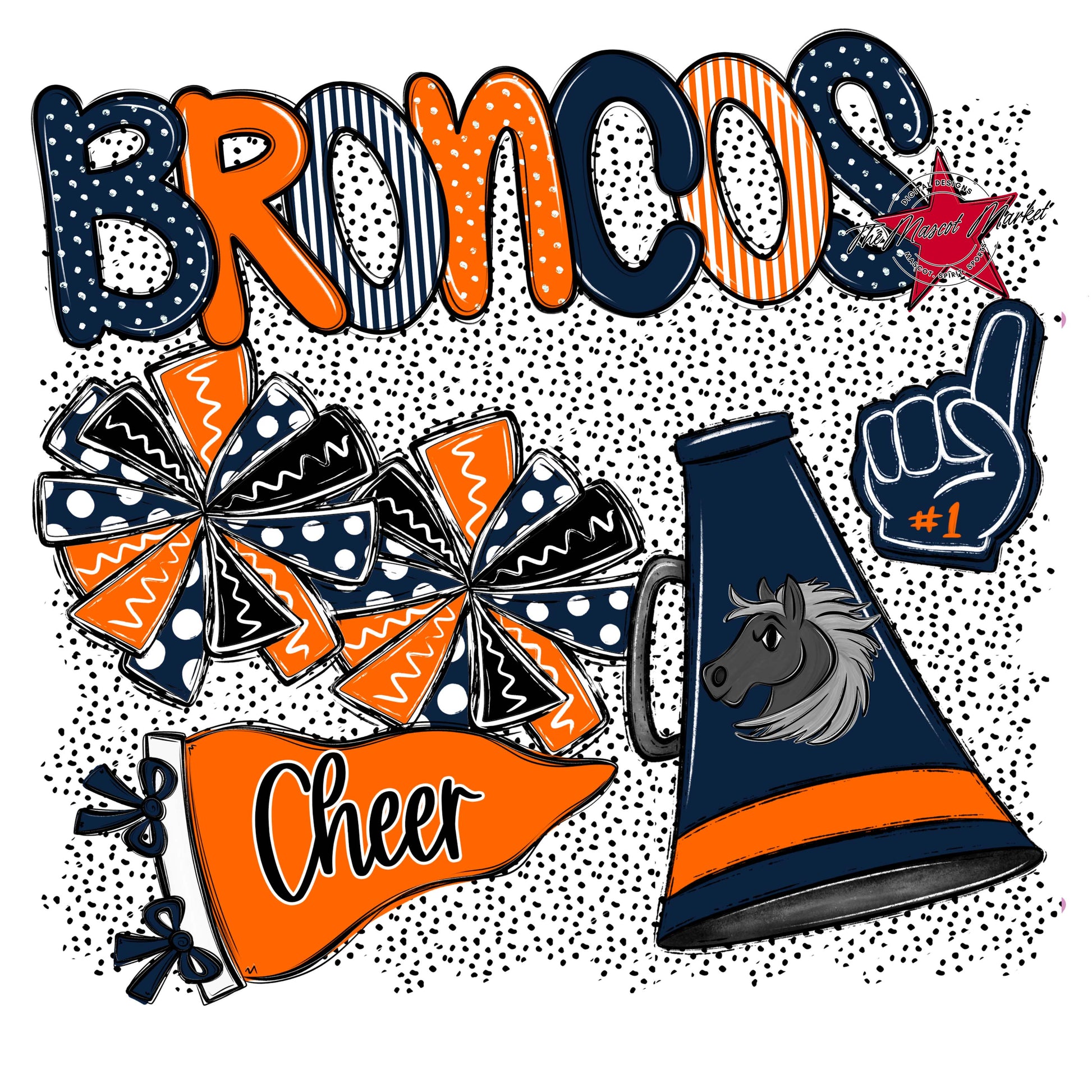Broncos Cheer Spirit-Navy & Orange