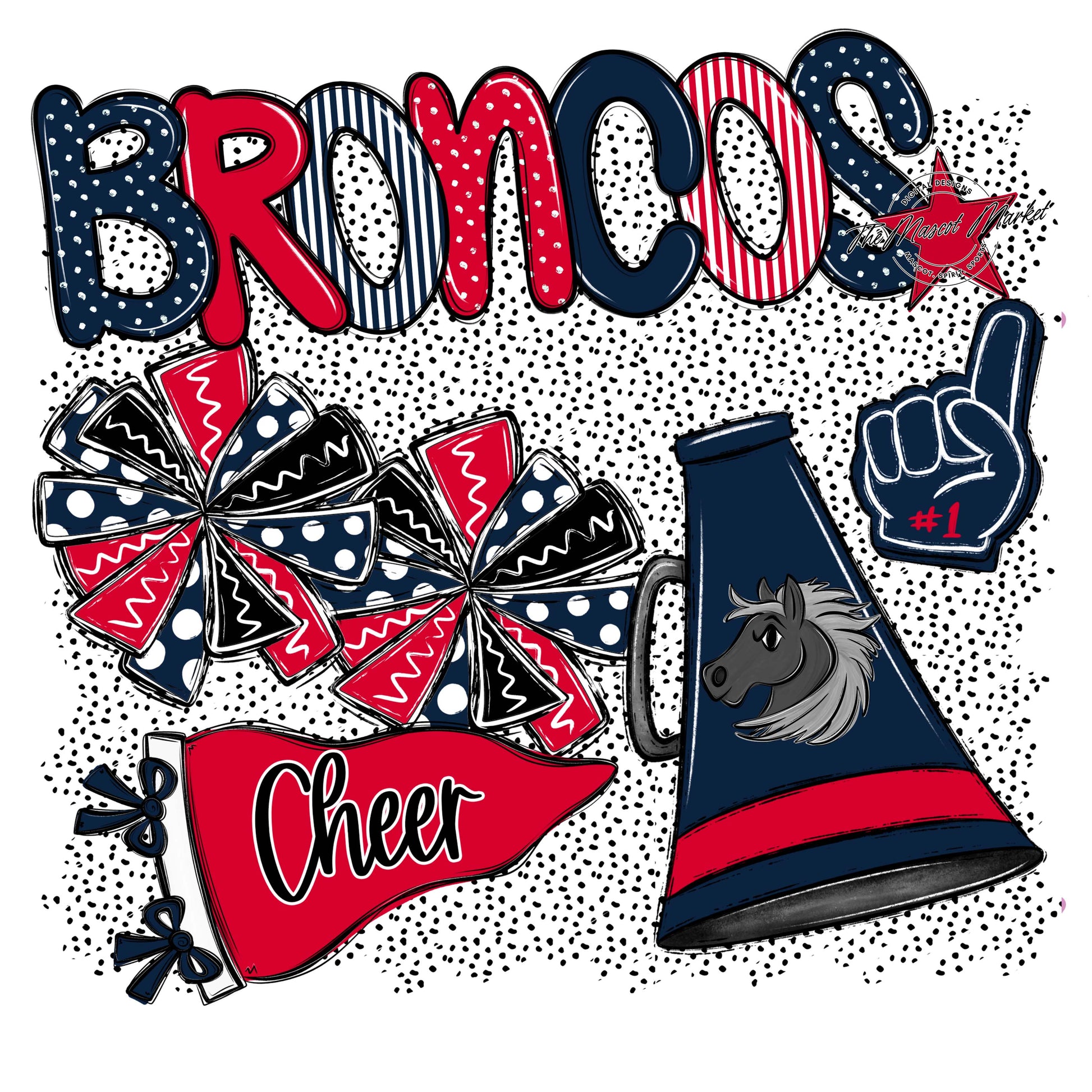 Broncos Cheer Spirit-Navy & Red