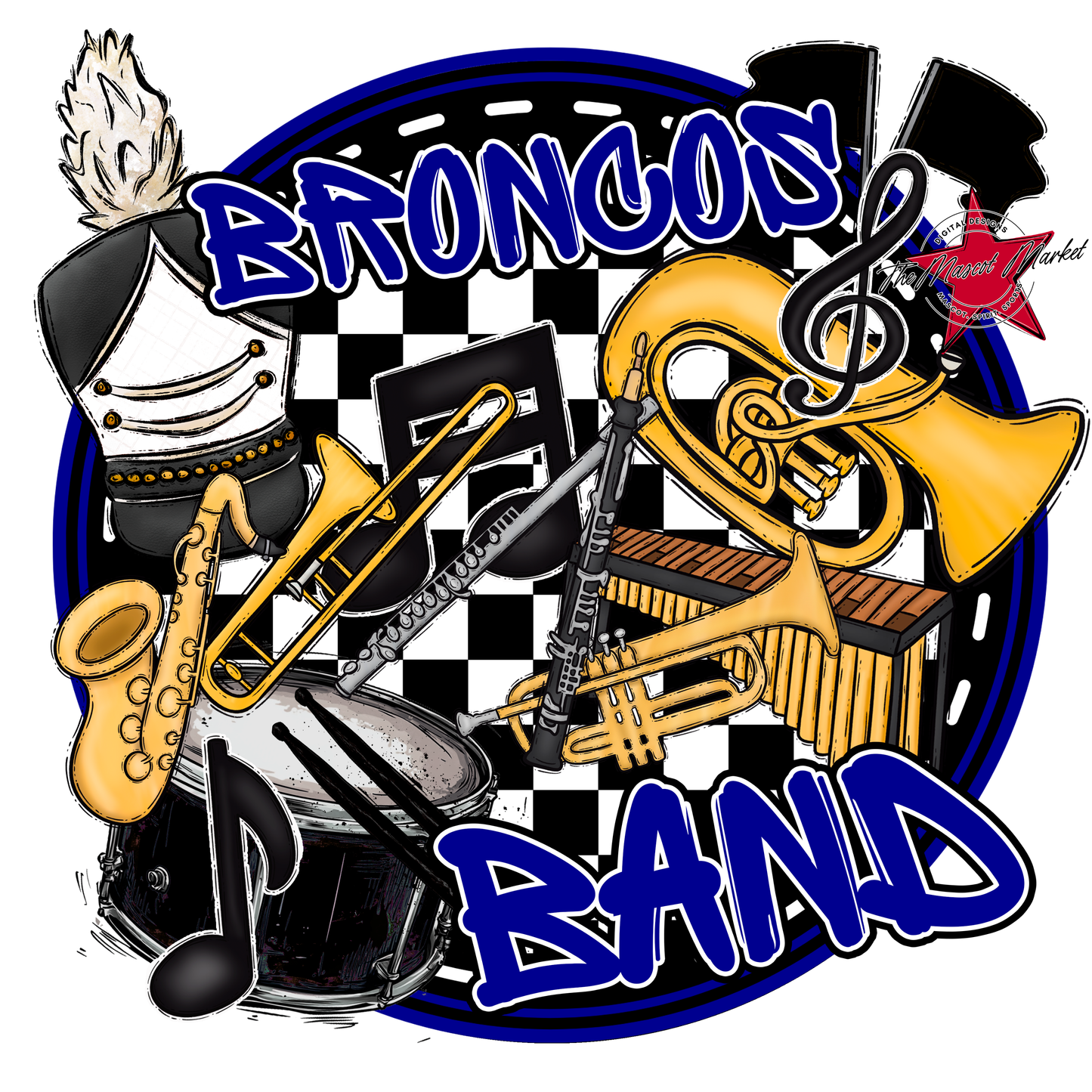 Broncos Circle Band Design-Blue