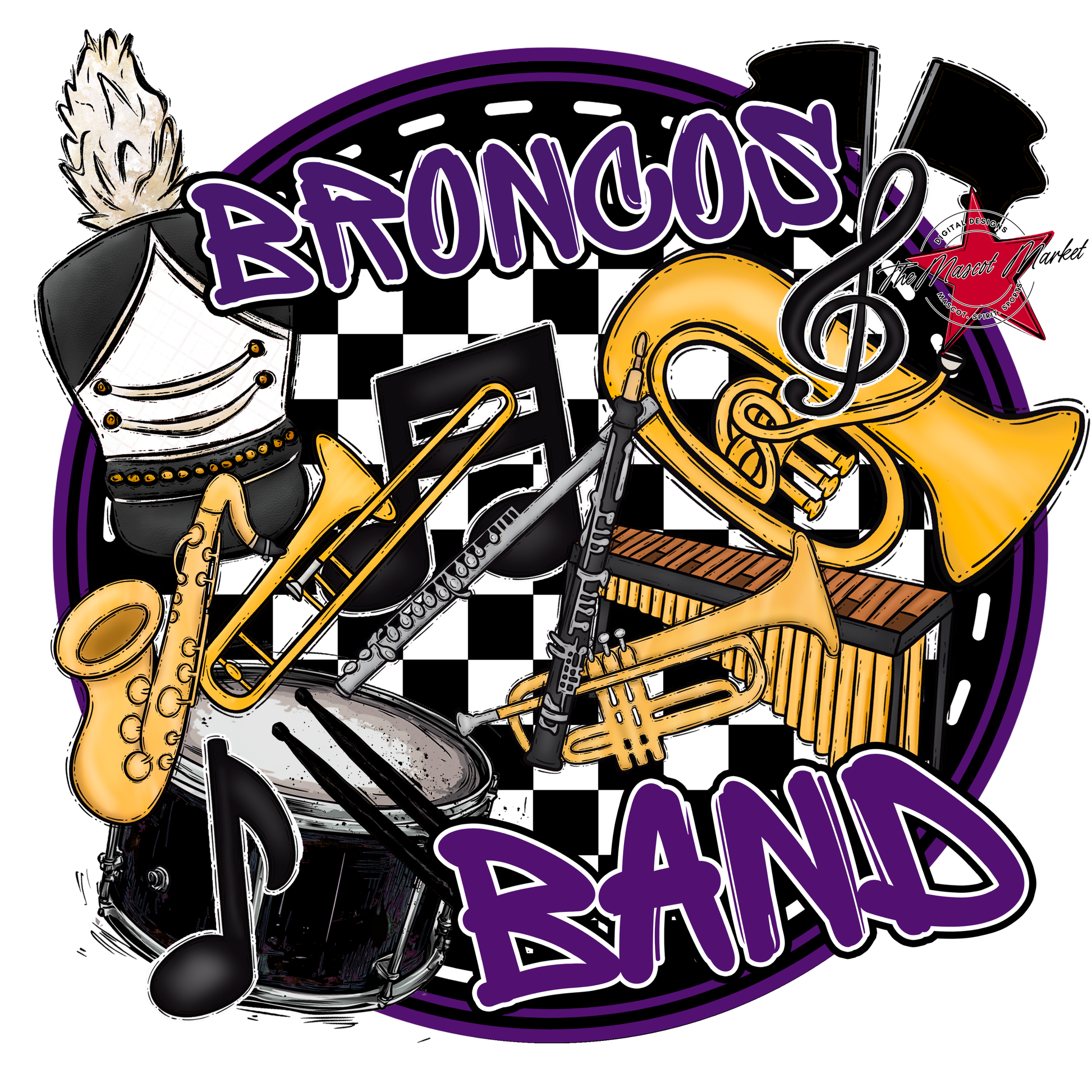 Broncos Circle Band Design-Purple