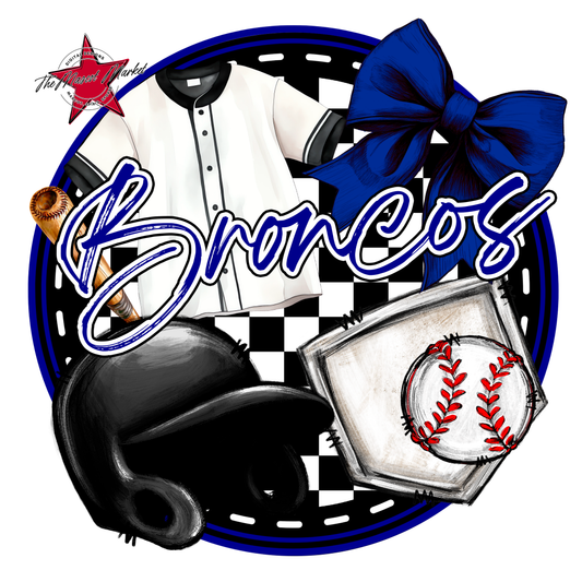 Broncos Circle Baseball Design-Blue