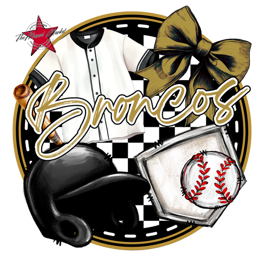 Broncos Circle Baseball Design-Gold
