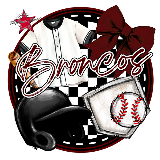 Broncos Circle Baseball Design-Maroon