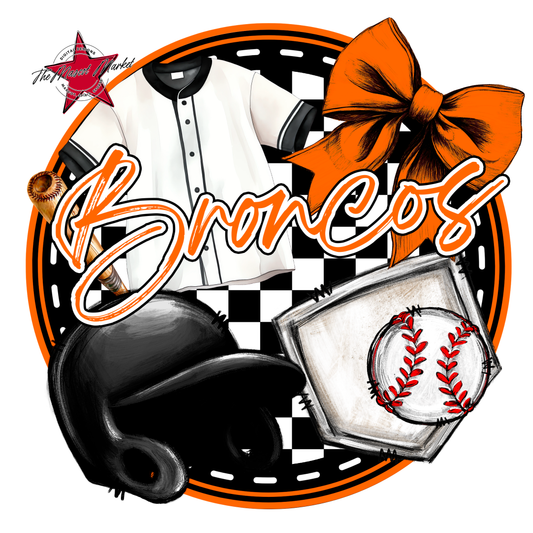 Broncos Circle Baseball Design-Orange