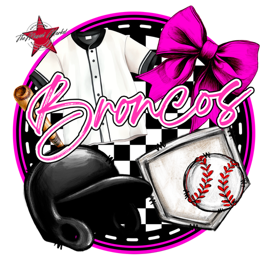 Broncos Circle Baseball Design-Pink