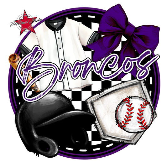 Broncos Circle Baseball Design-Purple