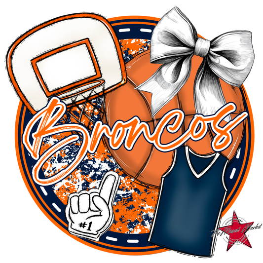 Broncos Circle Basketball Design-Navy-Orange
