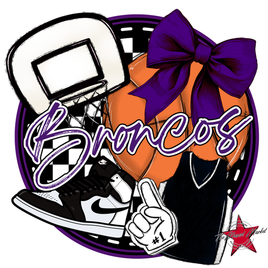 Broncos Circle Basketball Design-Purple