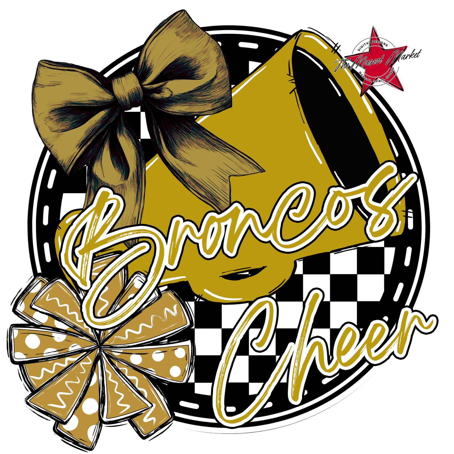 Broncos Circle Cheer Design-Gold