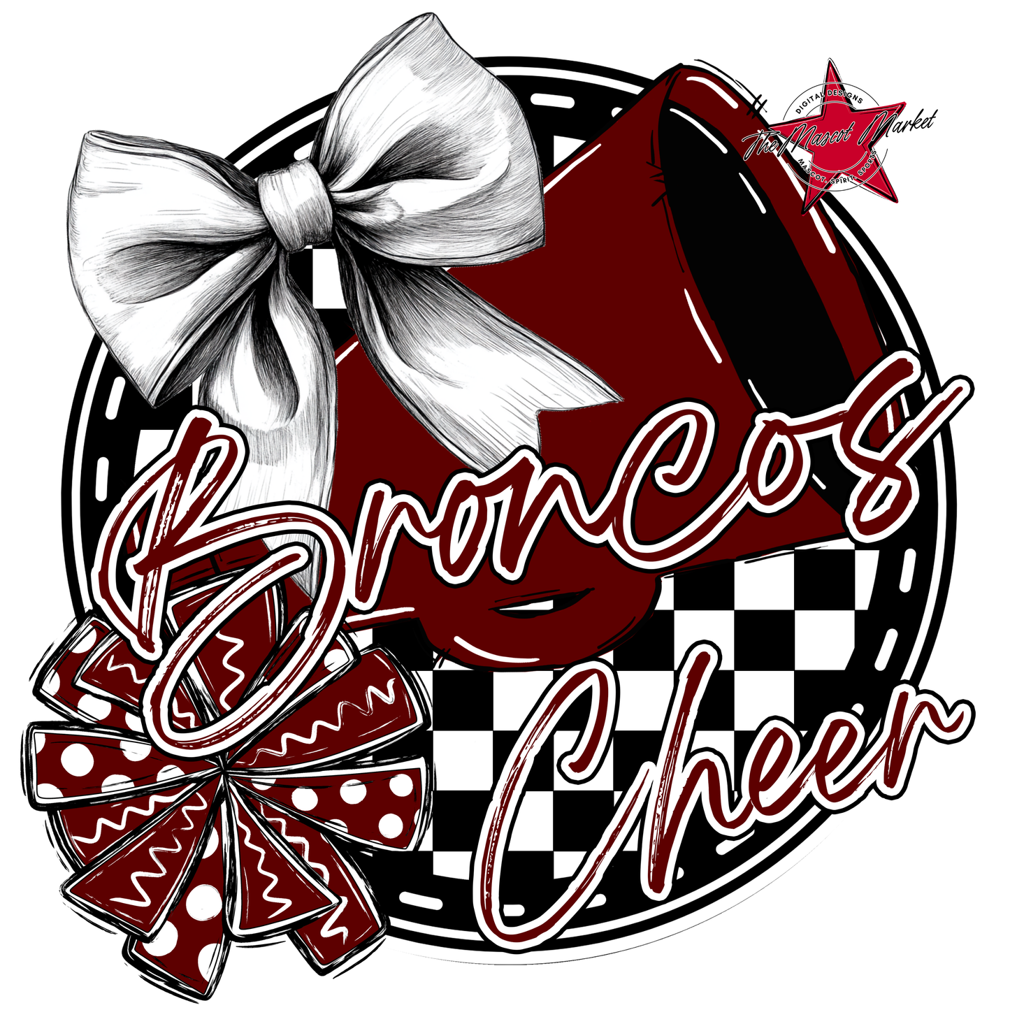 Broncos Circle Cheer Design-Maroon