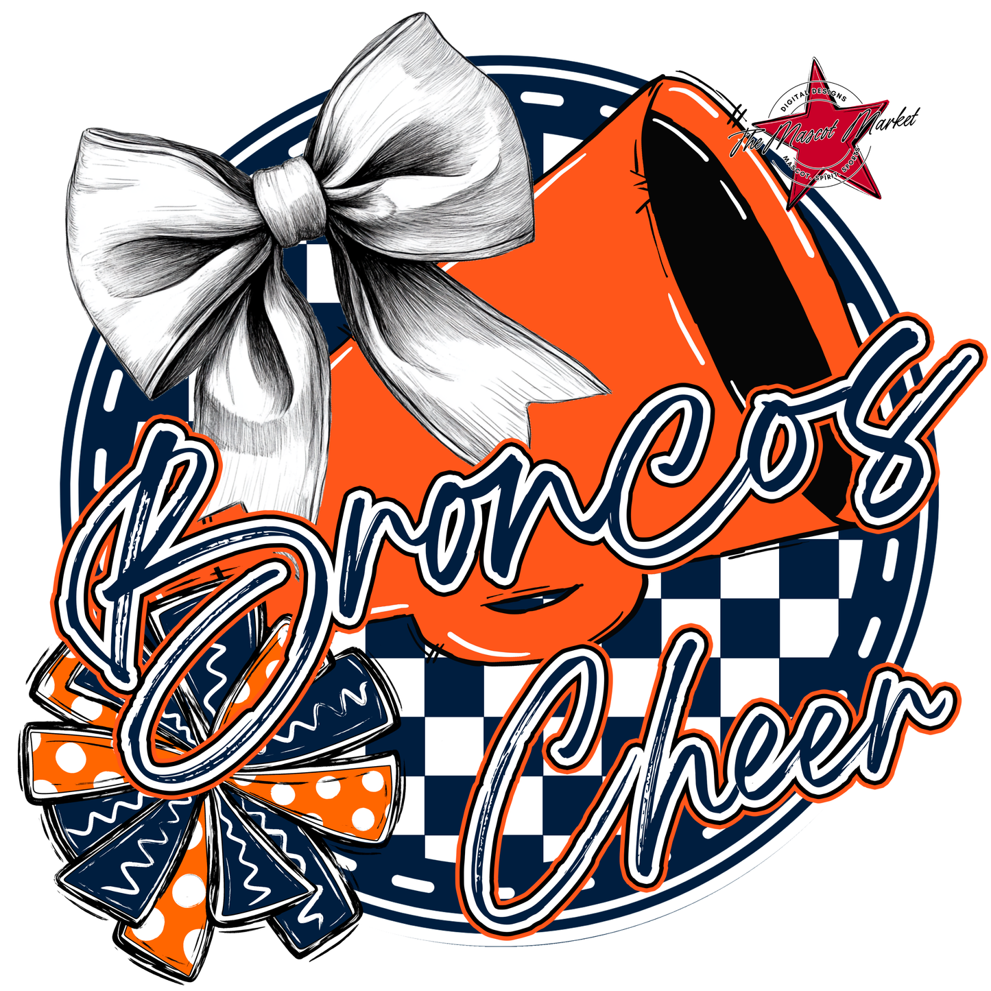 Broncos Circle Cheer Design-Navy-Orange