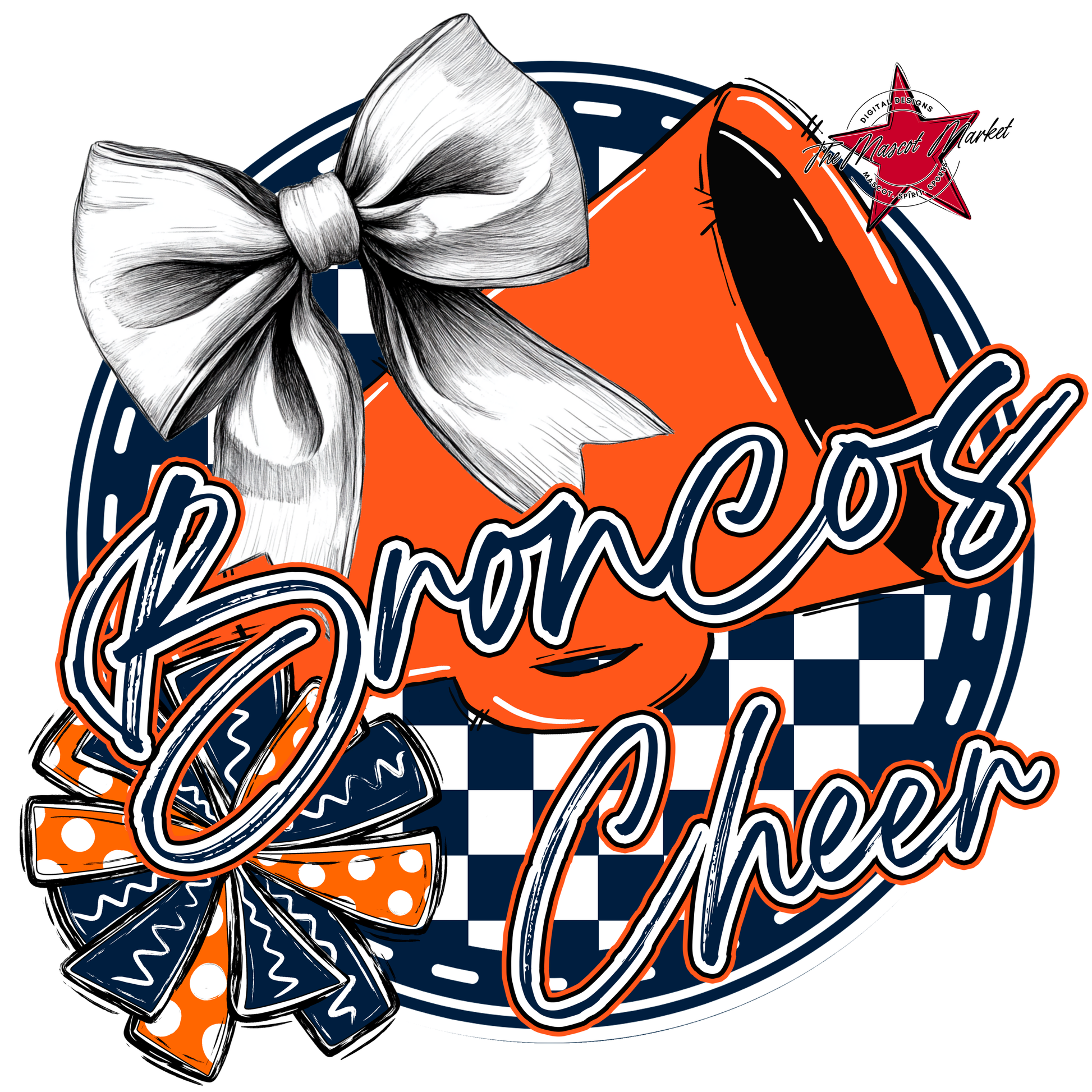 Broncos Circle Cheer Design-Navy-Orange