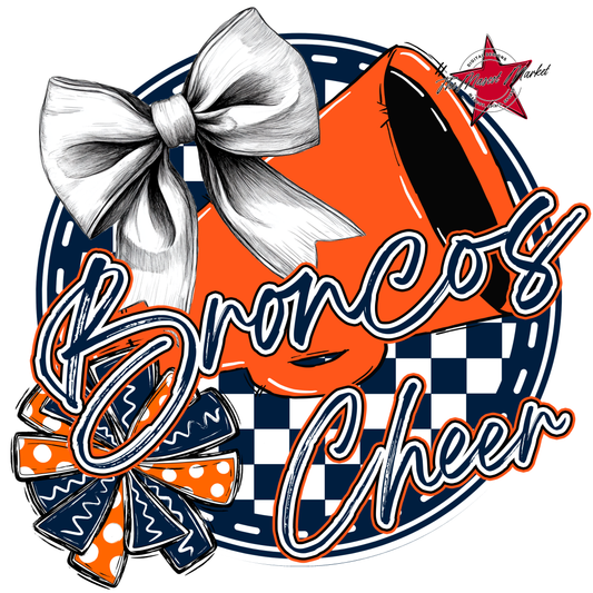 Broncos Circle Cheer Design-Navy-Orange