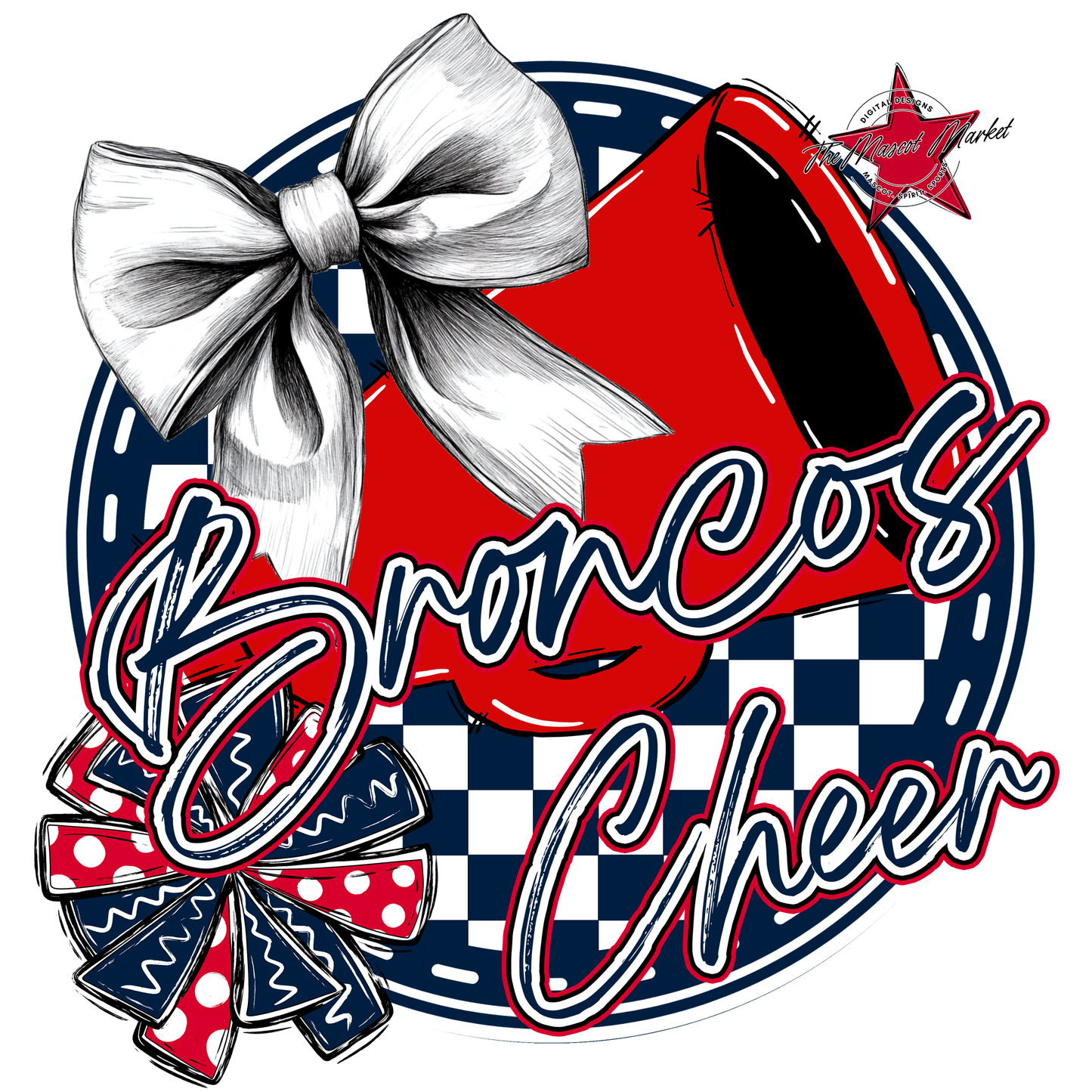 Broncos Circle Cheer Design-Navy-Red