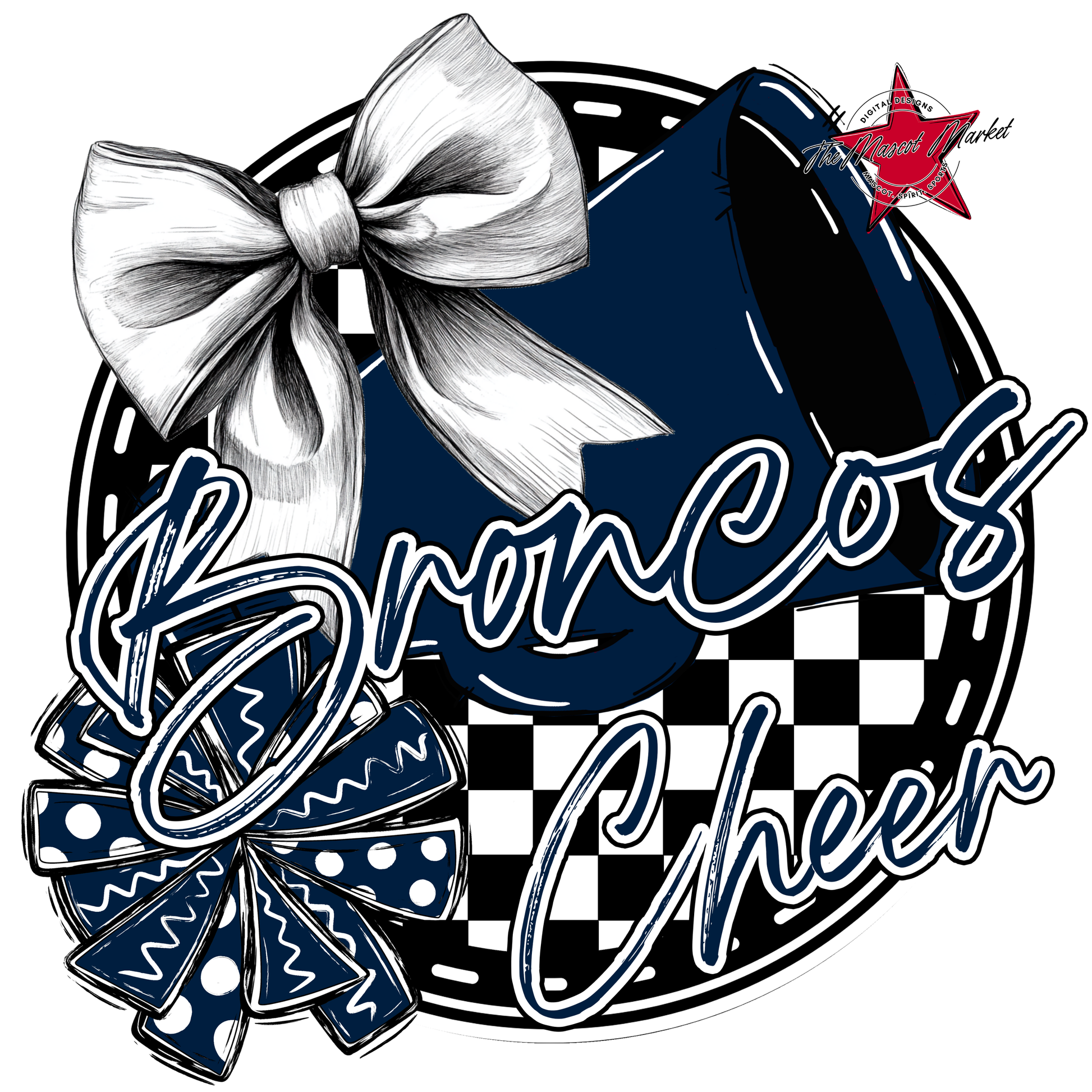 Broncos Circle Cheer Design-Navy
