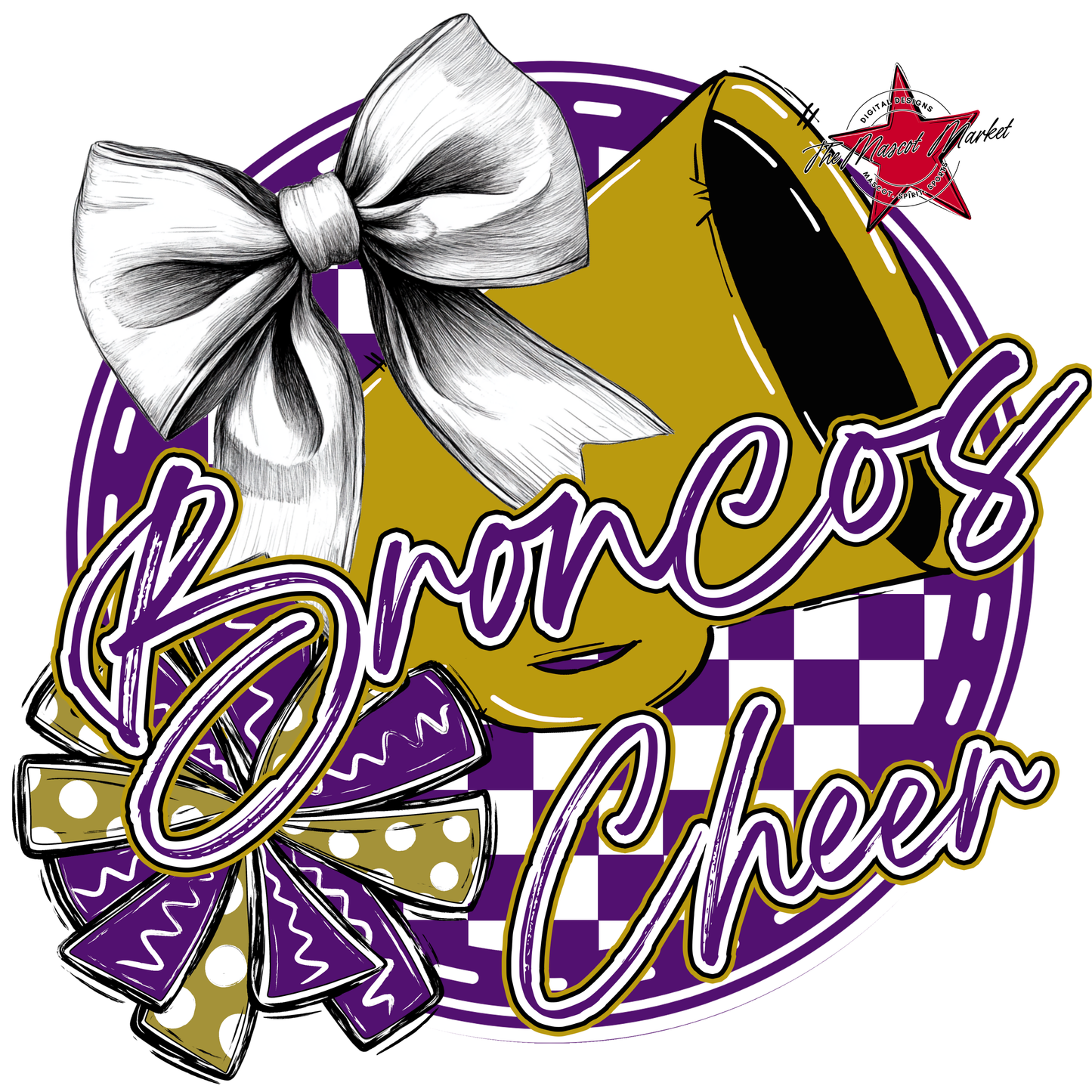 Broncos Circle Cheer Design-Purple-Gold