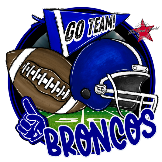 Broncos Circle Football Design-Blue