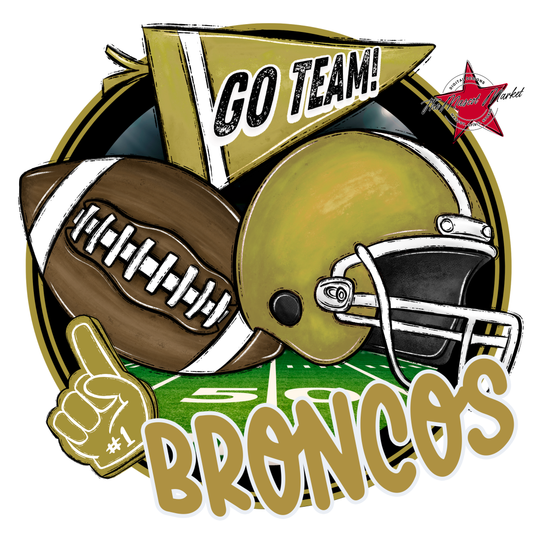 Broncos Circle Football Design-Gold