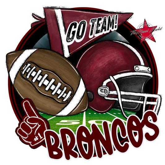 Broncos Circle Football Design-Maroon