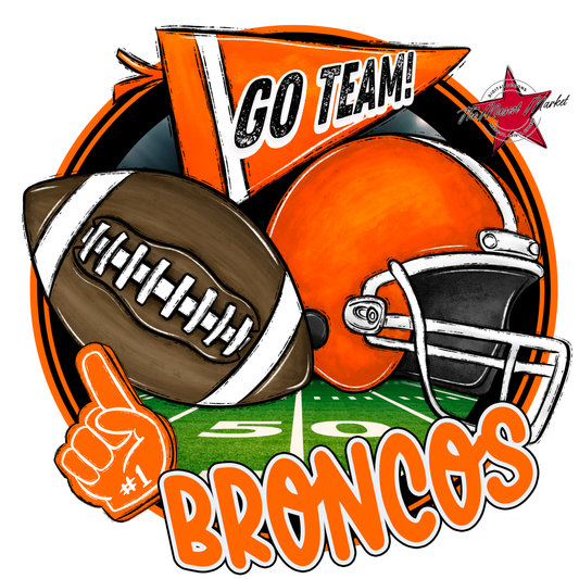 Broncos Circle Football Design-Orange