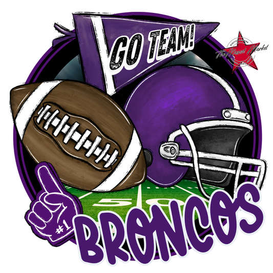 Broncos Circle Football Design-Purple