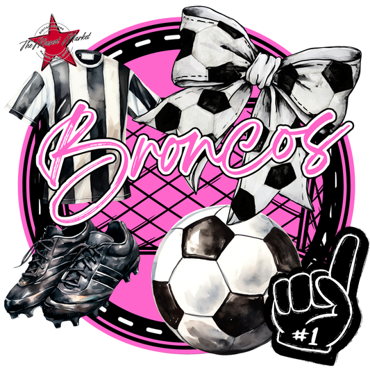 Broncos Circle Soccer Design-Baby Pink
