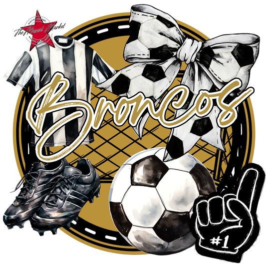 Broncos Circle Soccer Design-Gold