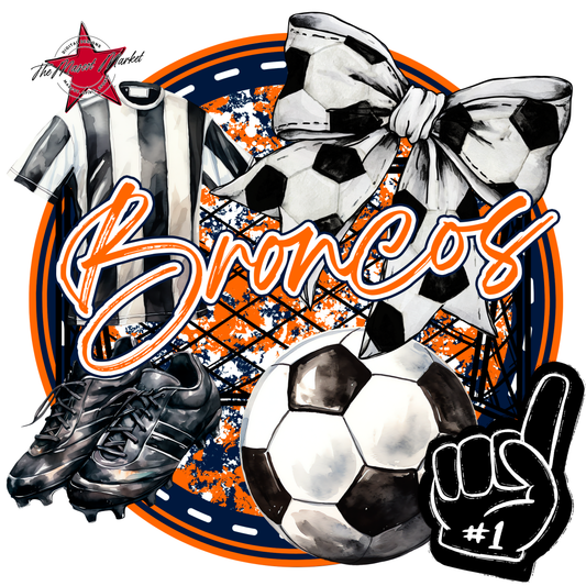 Broncos Circle Soccer Design-Navy-Orange