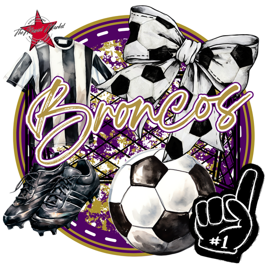 Broncos Circle Soccer Design-Purple-Gold