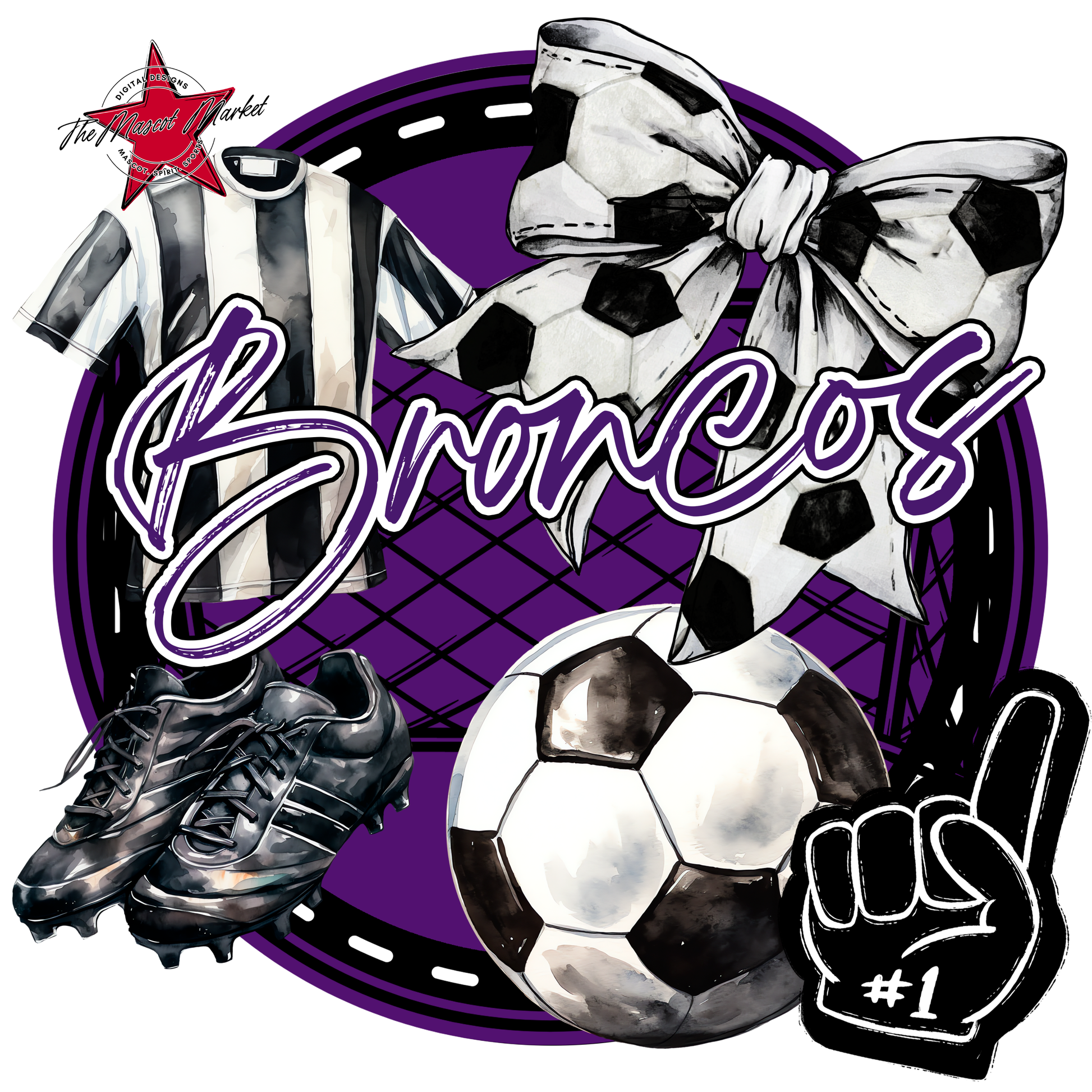 Broncos Circle Soccer Design-Purple