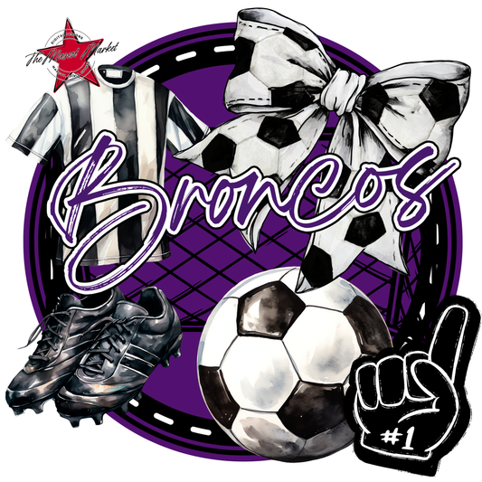 Broncos Circle Soccer Design-Purple