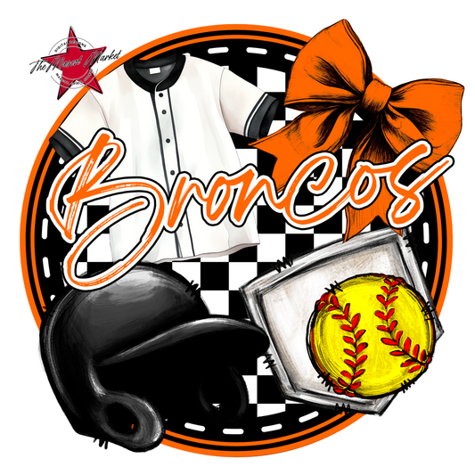 Broncos Circle Softball Design-Orange