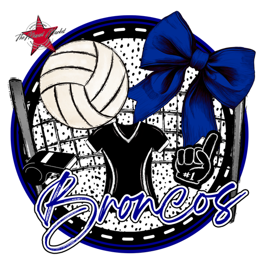 Broncos Circle Volleyball Design-Blue