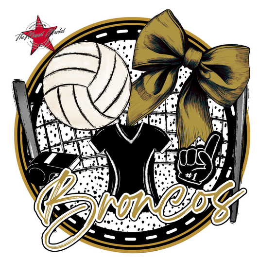 Broncos Circle Volleyball Design-Gold
