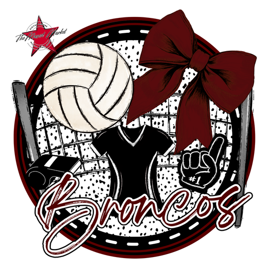 Broncos Circle Volleyball Design-Maroon