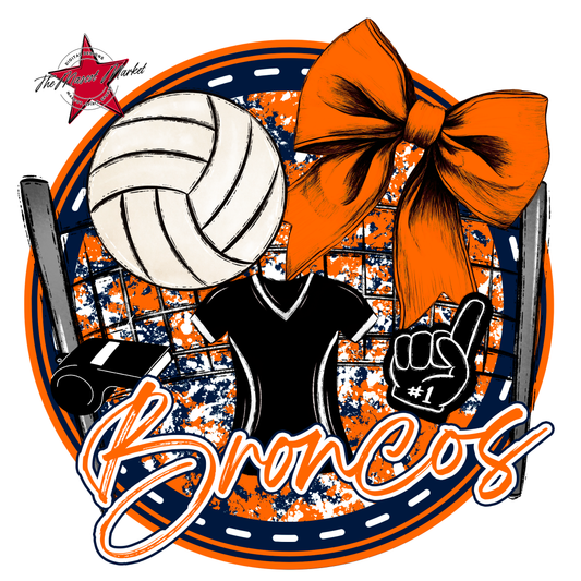 Broncos Circle Volleyball Design-Navy-Orange