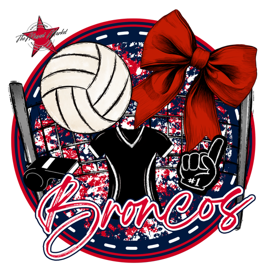 Broncos Circle Volleyball Design-Navy-Red