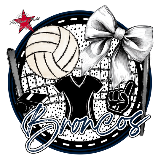 Broncos Circle Volleyball Design-Navy