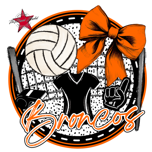 Broncos Circle Volleyball Design-Orange