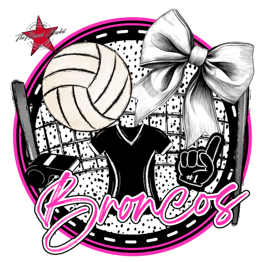 Broncos Circle Volleyball Design-Pink