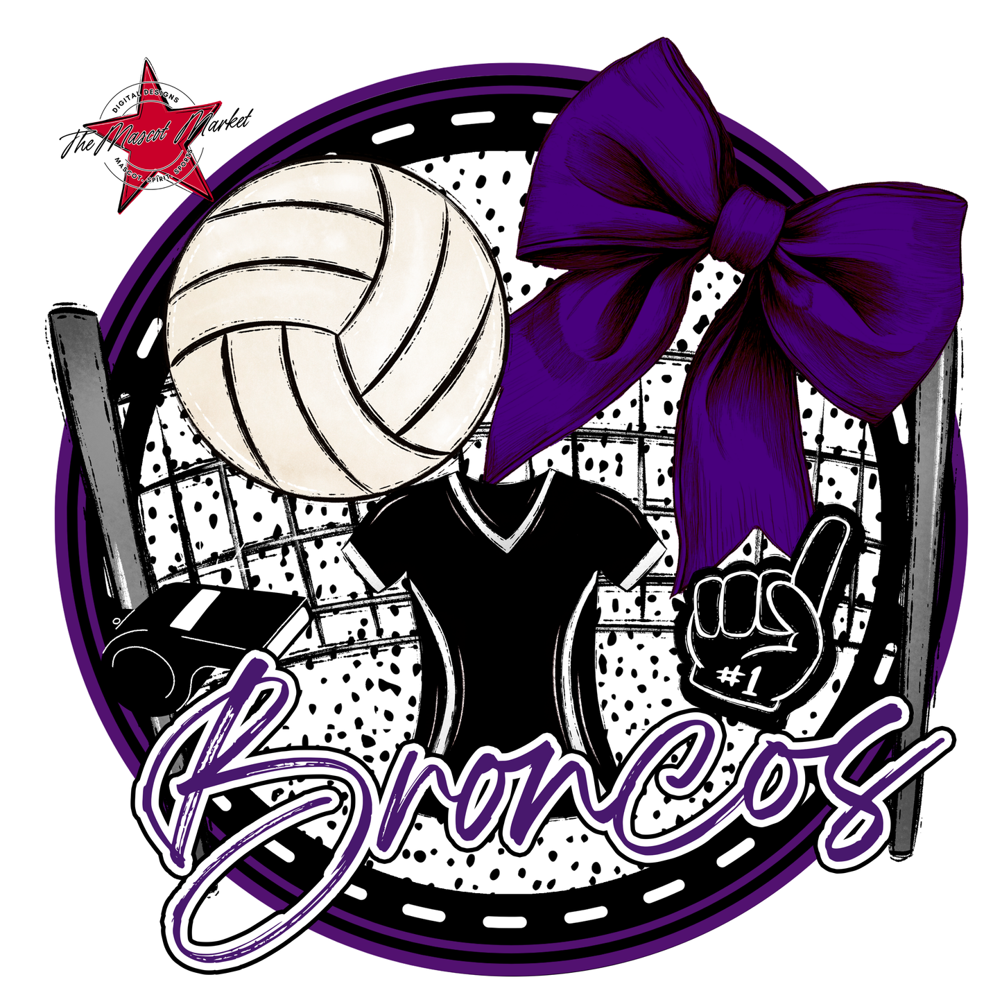 Broncos Circle Volleyball Design-Purple