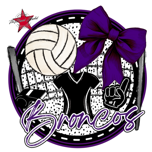 Broncos Circle Volleyball Design-Purple
