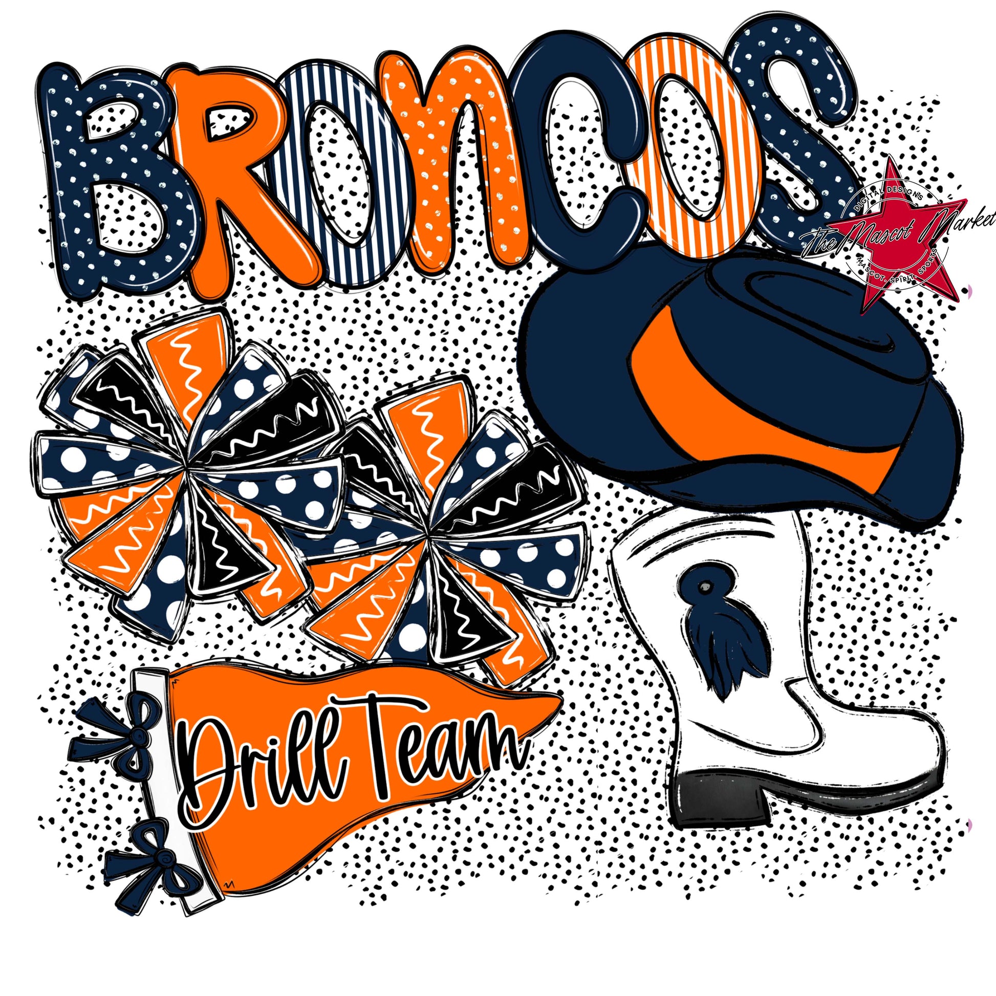 Broncos Drillteam Spirit-Navy & Orange
