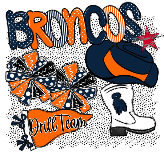Broncos Drillteam Spirit-Navy & Orange