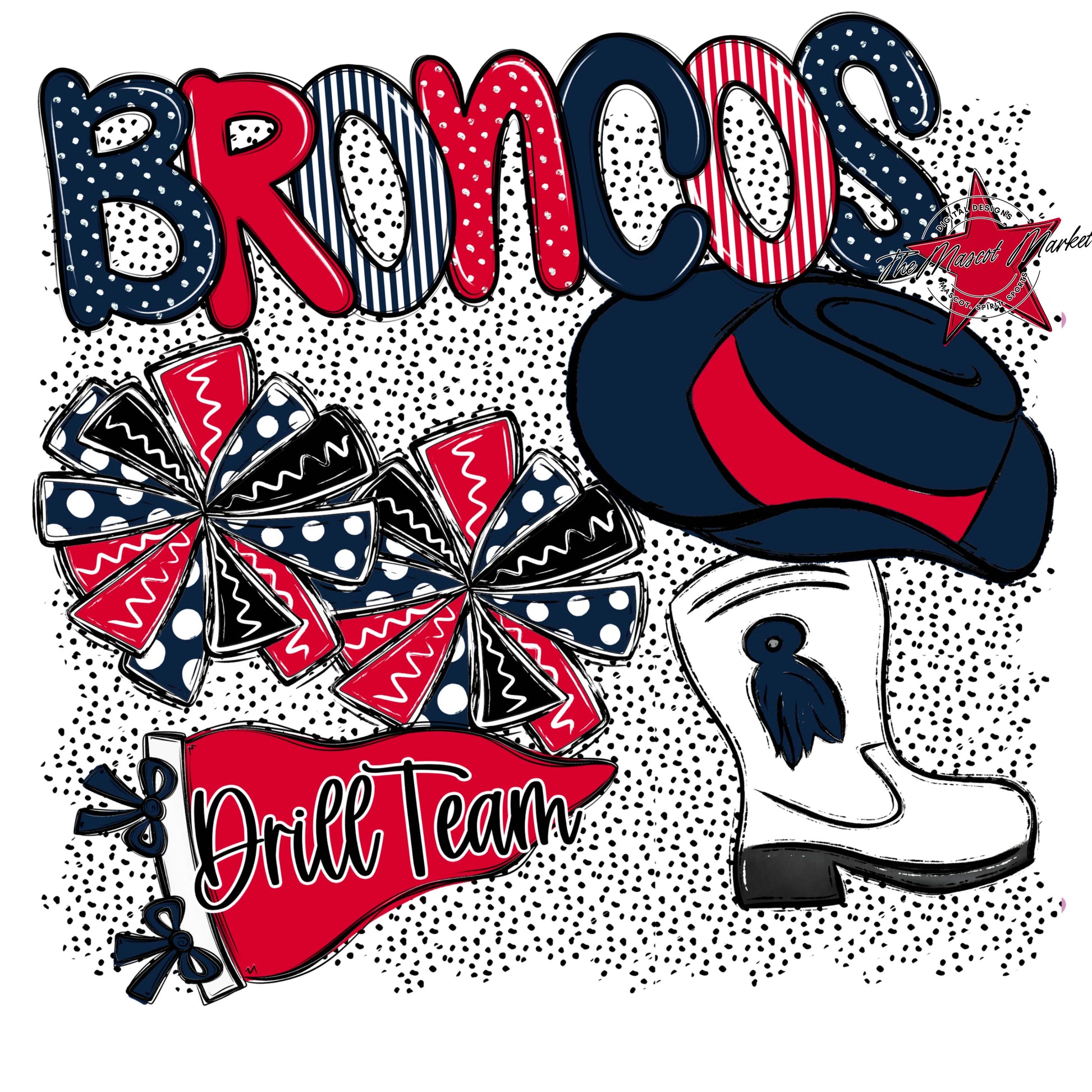 Broncos Drillteam Spirit-Navy & Red