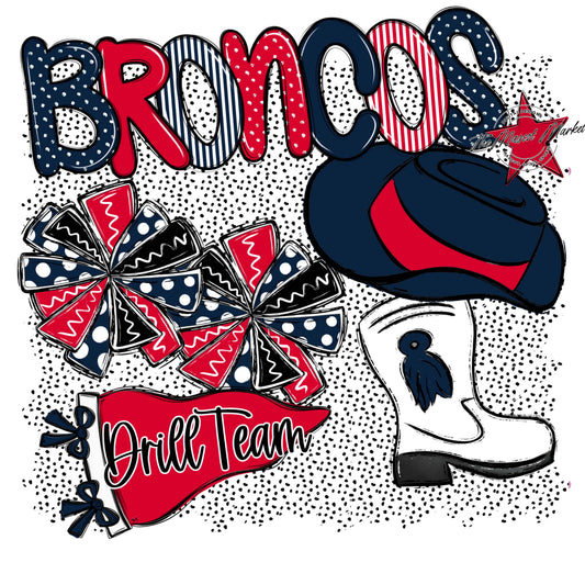 Broncos Drillteam Spirit-Navy & Red
