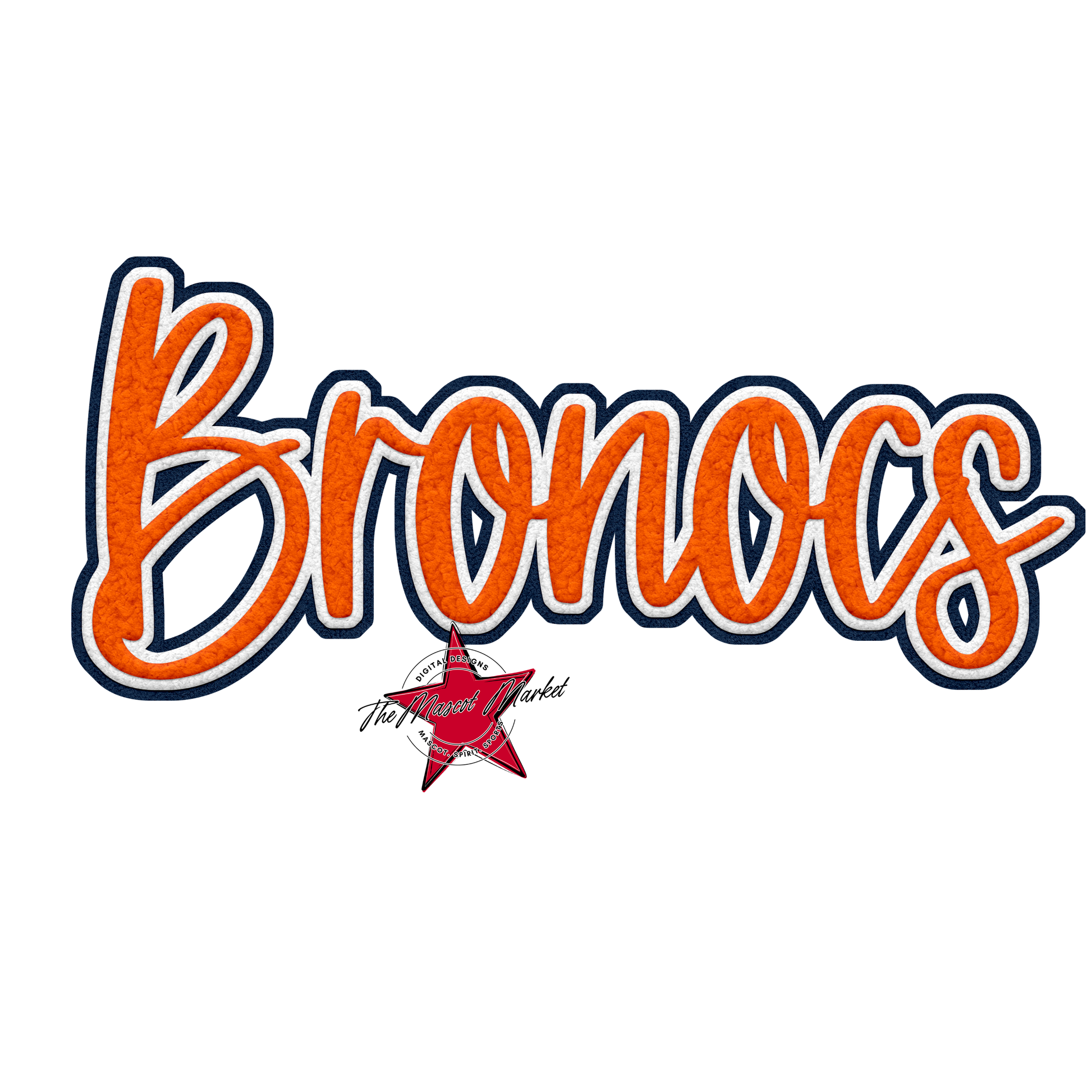 Broncos Faux Chenille Patch-Navy-Orange